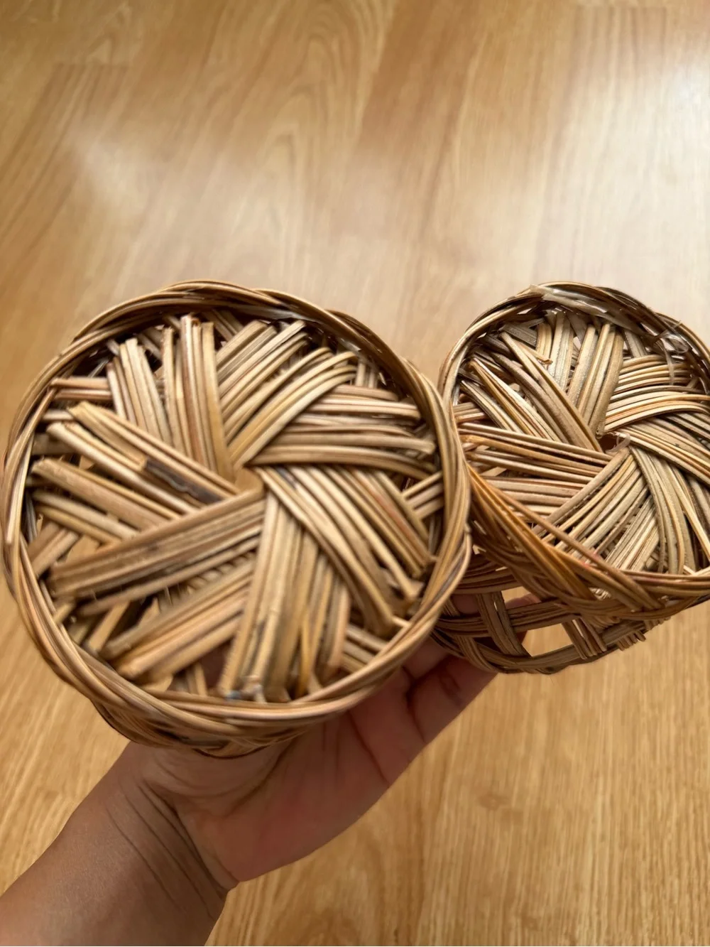 Handwoven Natural Rattan Decorative Baskets - Set of 2